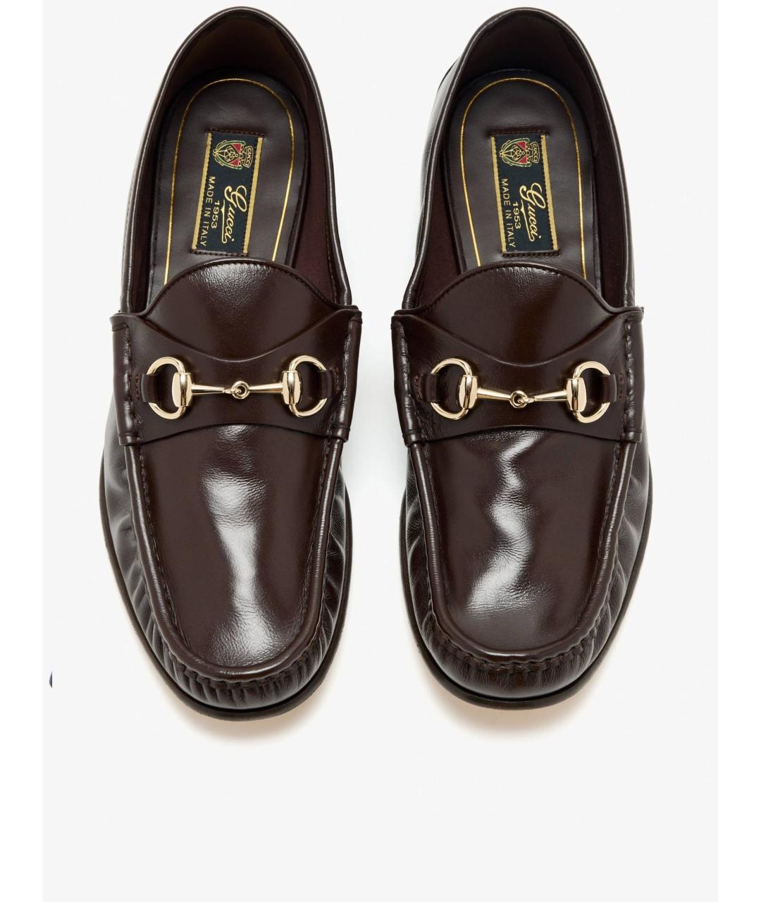 GUCCI Коричневые кожаные лоферы, фото 4
