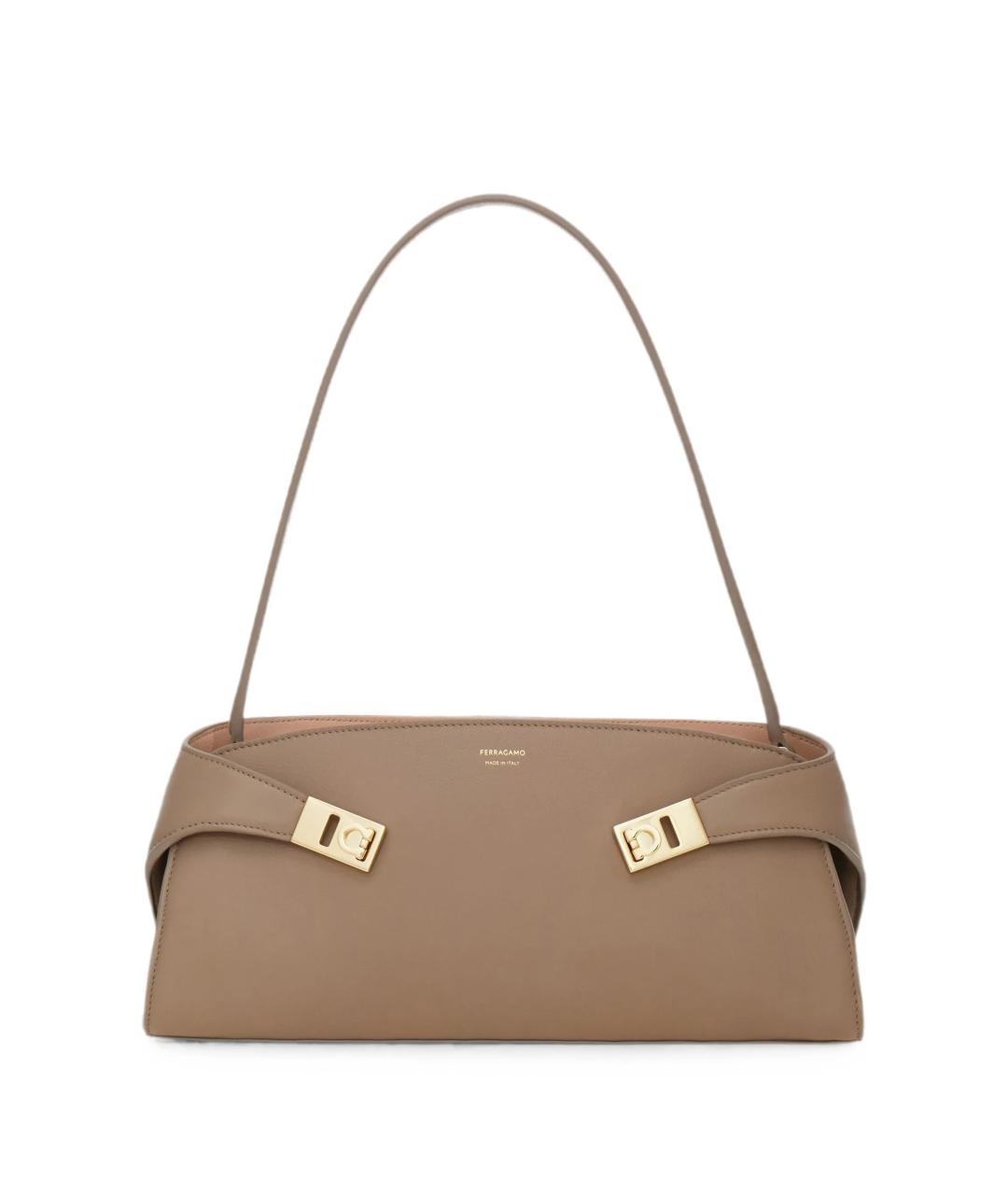 FERRAGAMO Коричневая кожаная сумка через плечо, фото 1