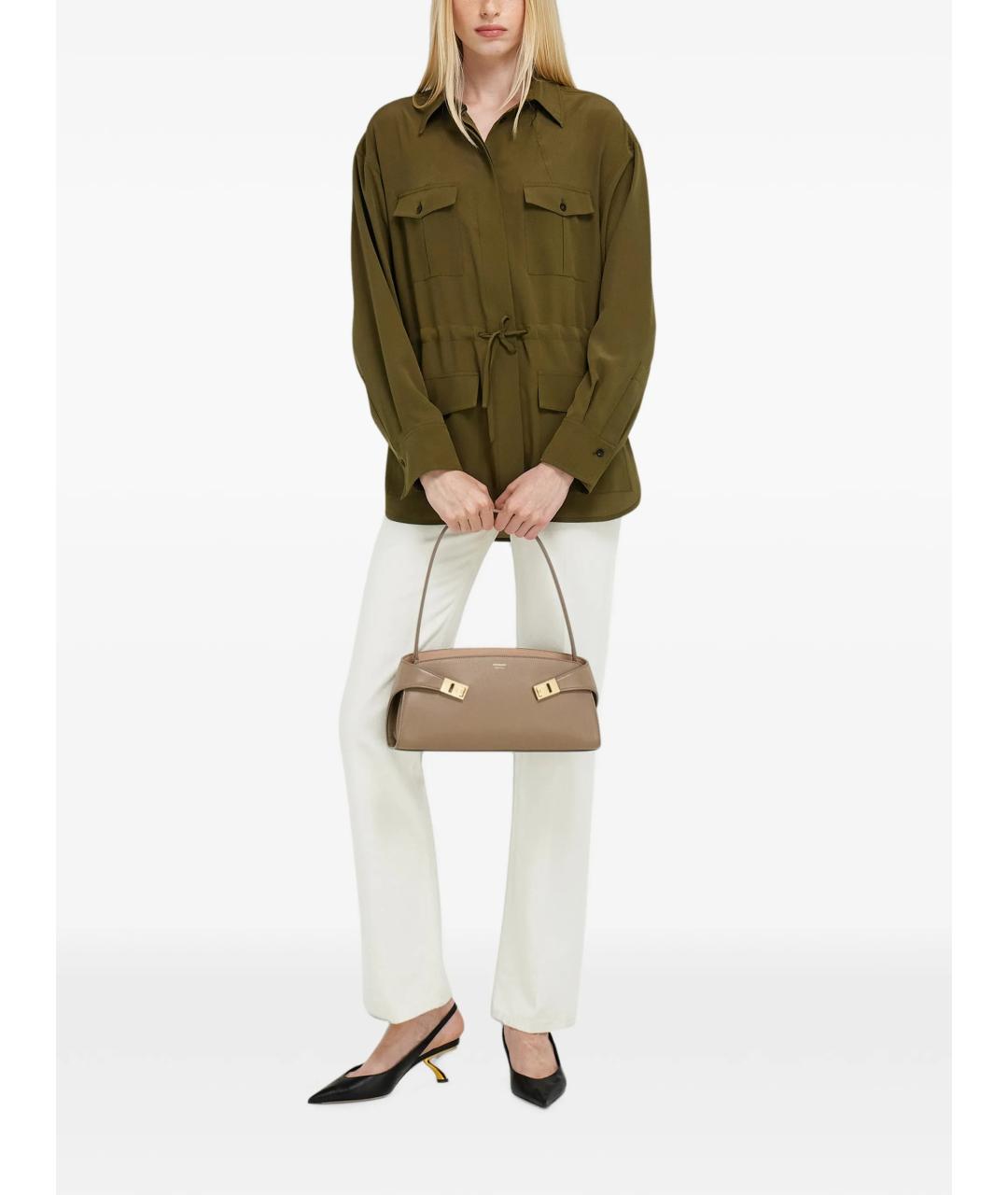 FERRAGAMO Коричневая кожаная сумка через плечо, фото 3