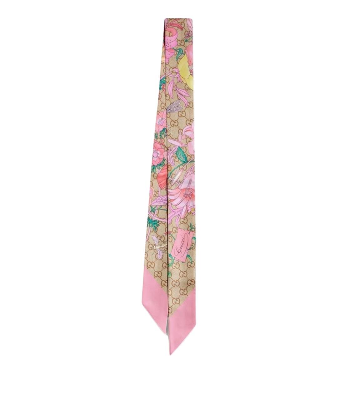 GUCCI Розовый шелковый шарф, фото 1