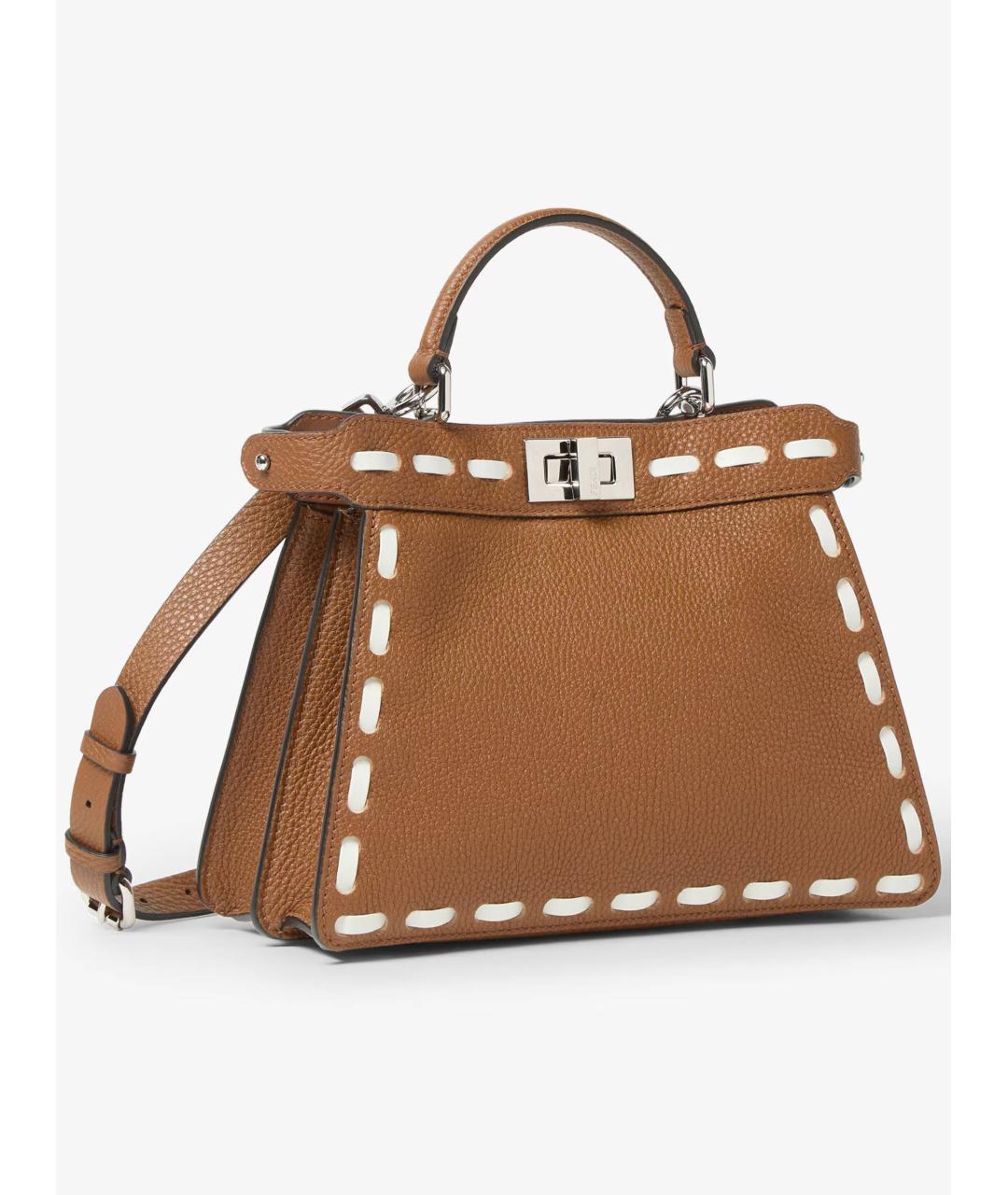 FENDI Коричневая кожаная сумка через плечо, фото 2