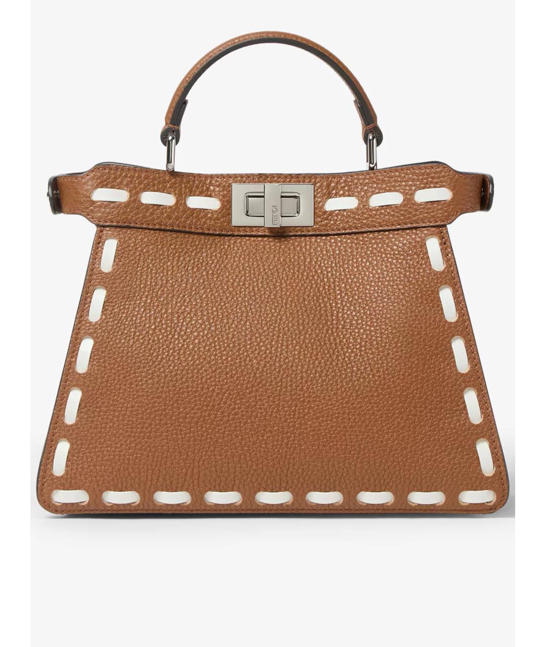 FENDI Коричневая кожаная сумка через плечо, фото 3