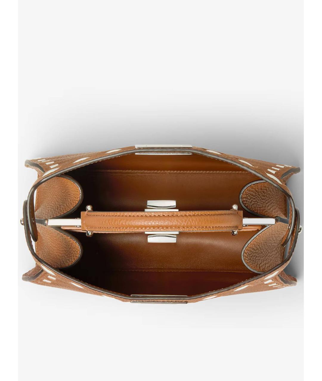 FENDI Коричневая кожаная сумка через плечо, фото 4