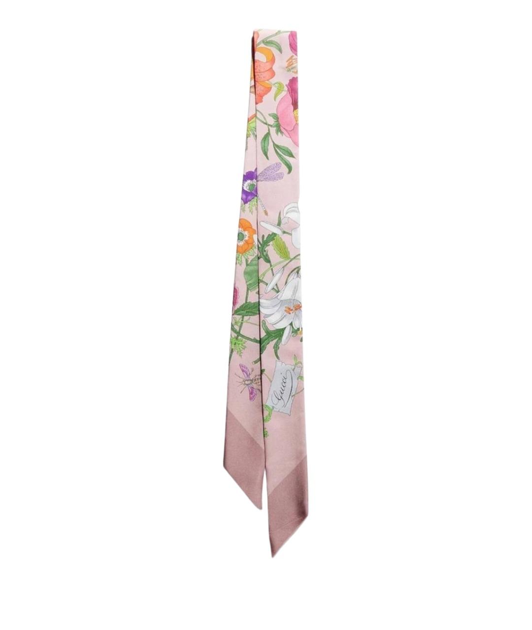 GUCCI Розовый шелковый шарф, фото 1