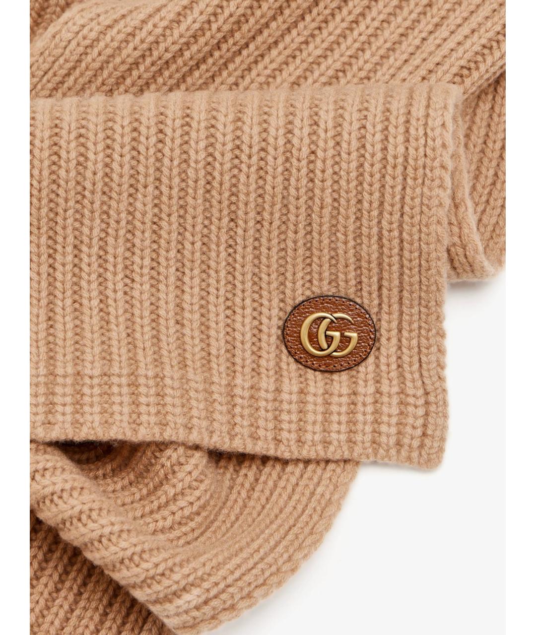 GUCCI Коричневый шелковый шарф, фото 2