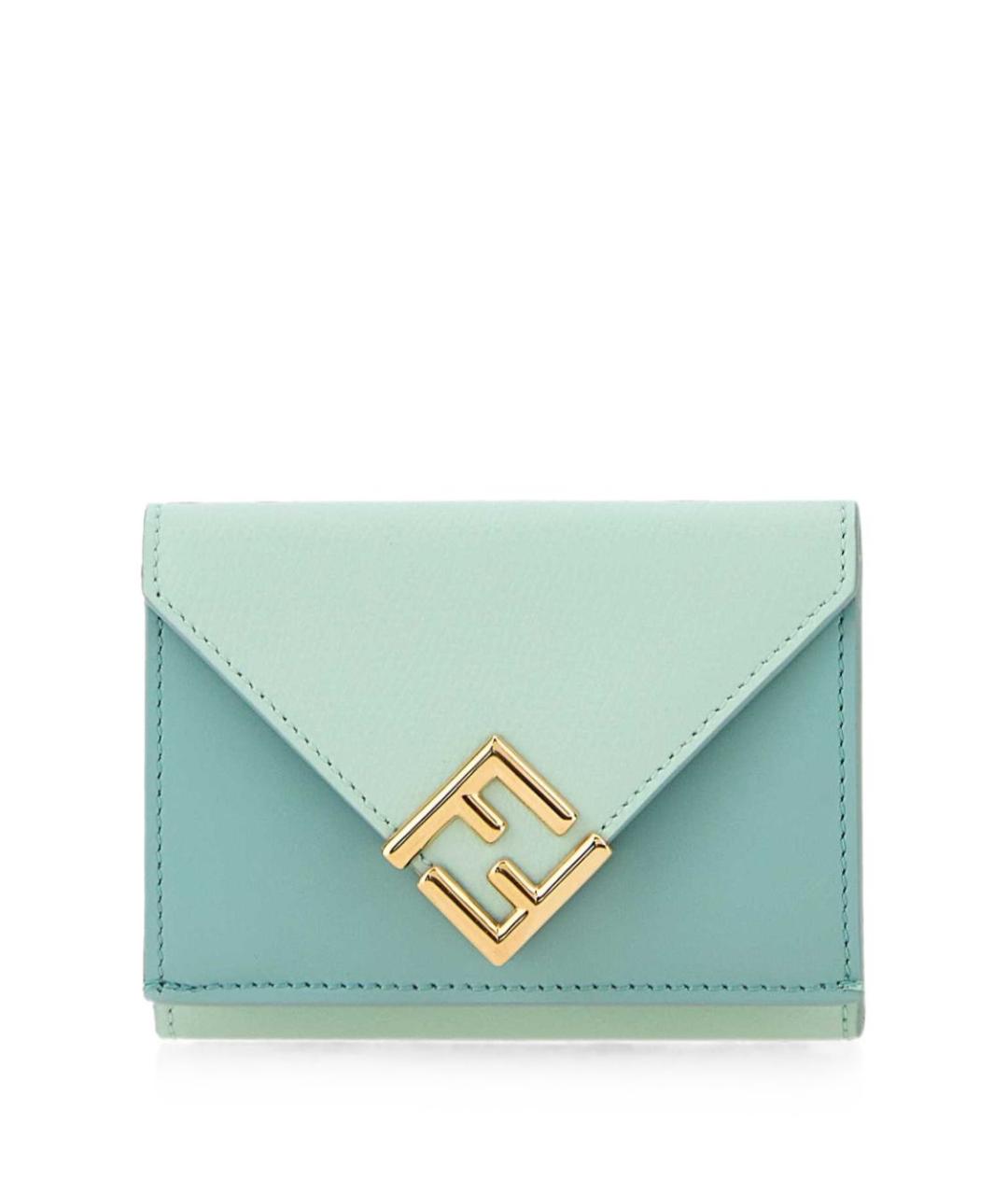 FENDI Бирюзовый кожаный кошелек, фото 1