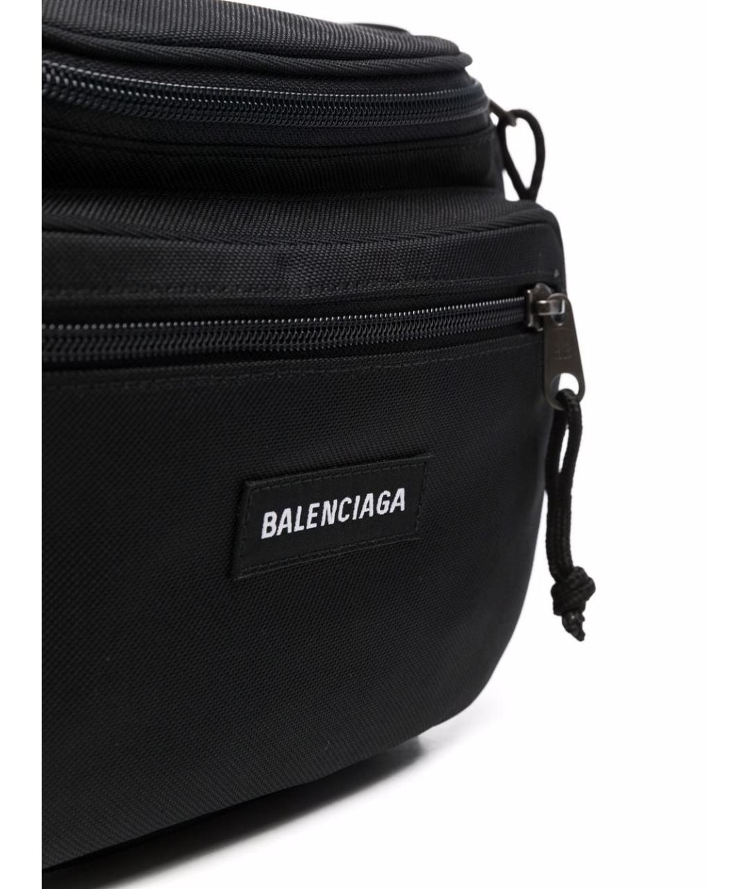 BALENCIAGA Черная синтетическая поясная сумка, фото 4