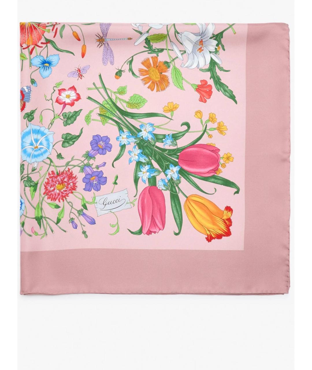 GUCCI Розовый шелковый шарф, фото 3