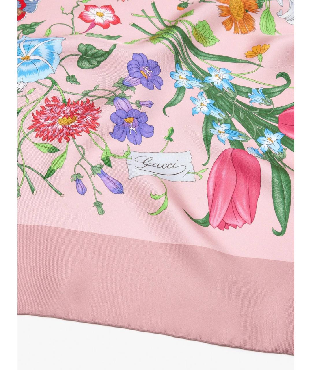 GUCCI Розовый шелковый шарф, фото 2