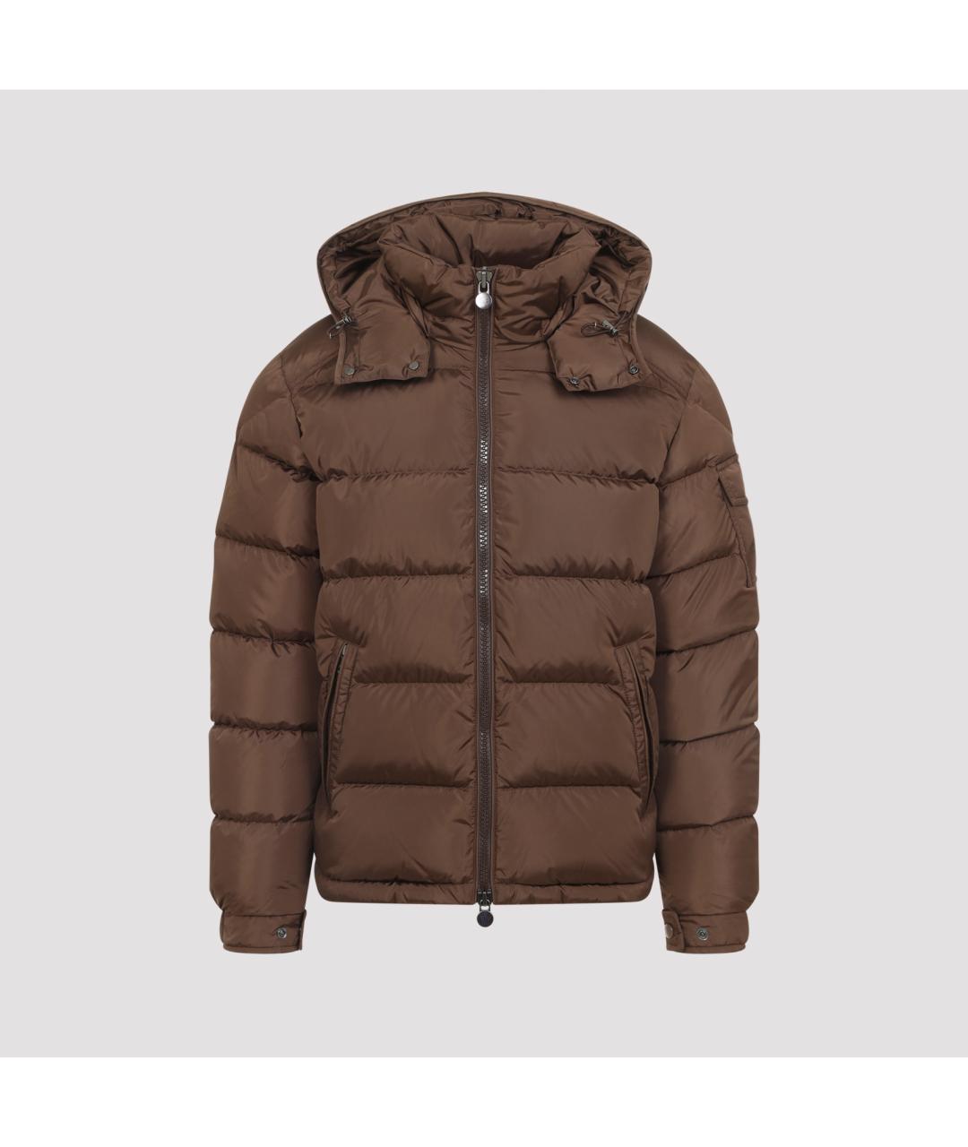 MONCLER Коричневый полиамидовый пуховик, фото 2
