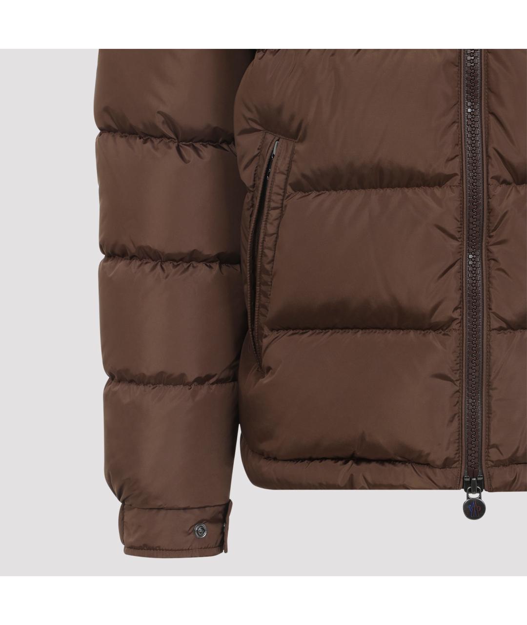 MONCLER Коричневый полиамидовый пуховик, фото 4