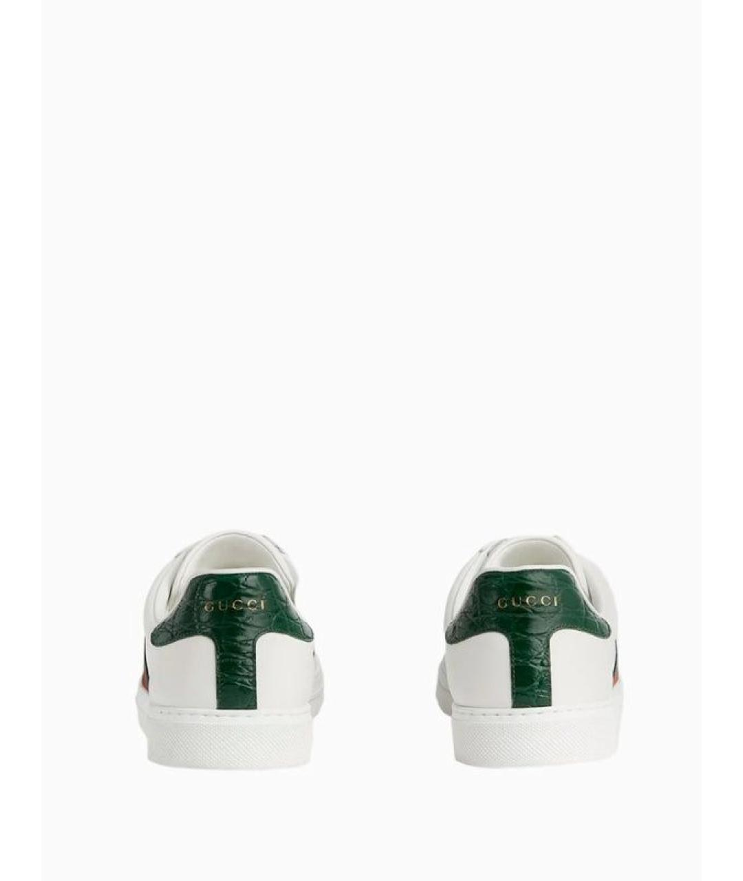 GUCCI Белые кожаные низкие кроссовки / кеды, фото 4