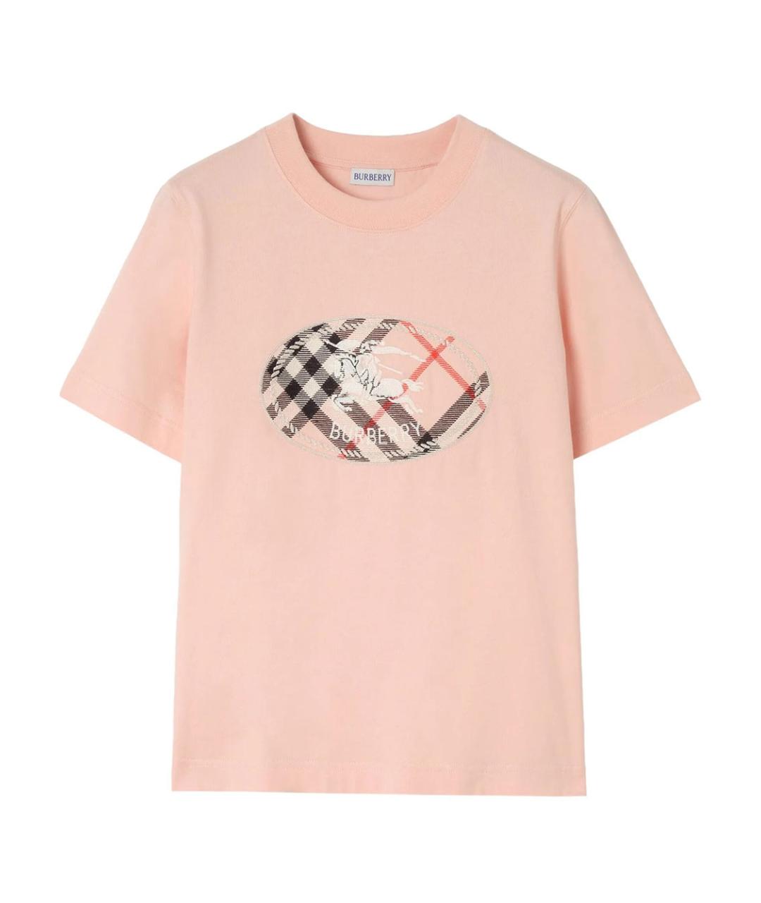 BURBERRY Розовая хлопковая футболка, фото 1