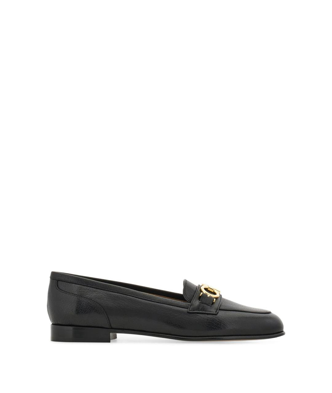 FERRAGAMO Черные кожаные лоферы, фото 1