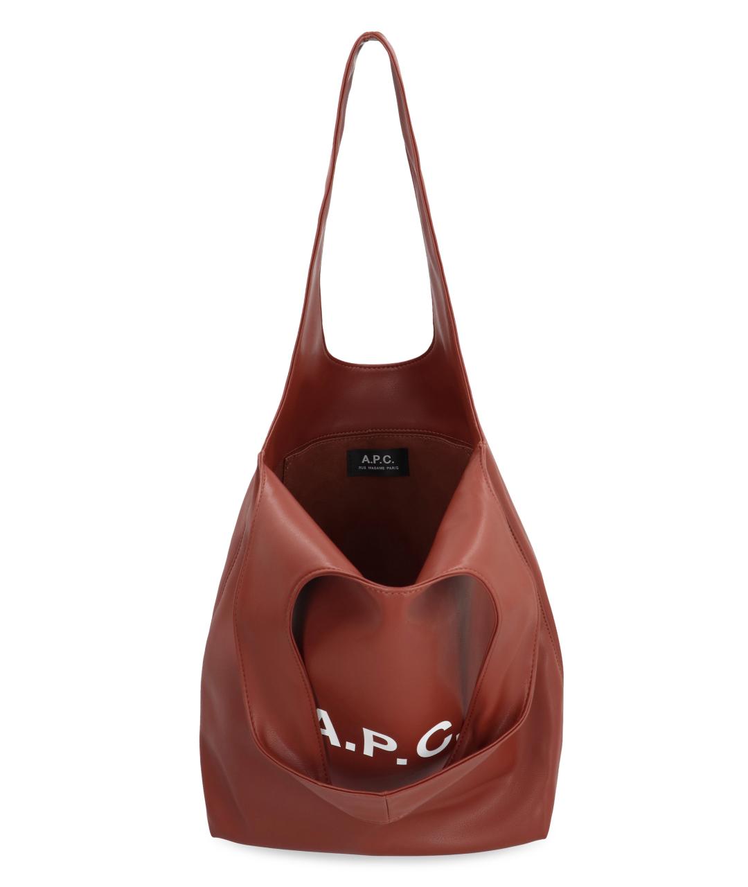 A.P.C. Коричневая сумка с короткими ручками из искусственной кожи, фото 5