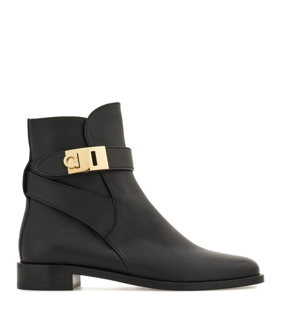 FERRAGAMO Черные кожаные ботинки, фото 1