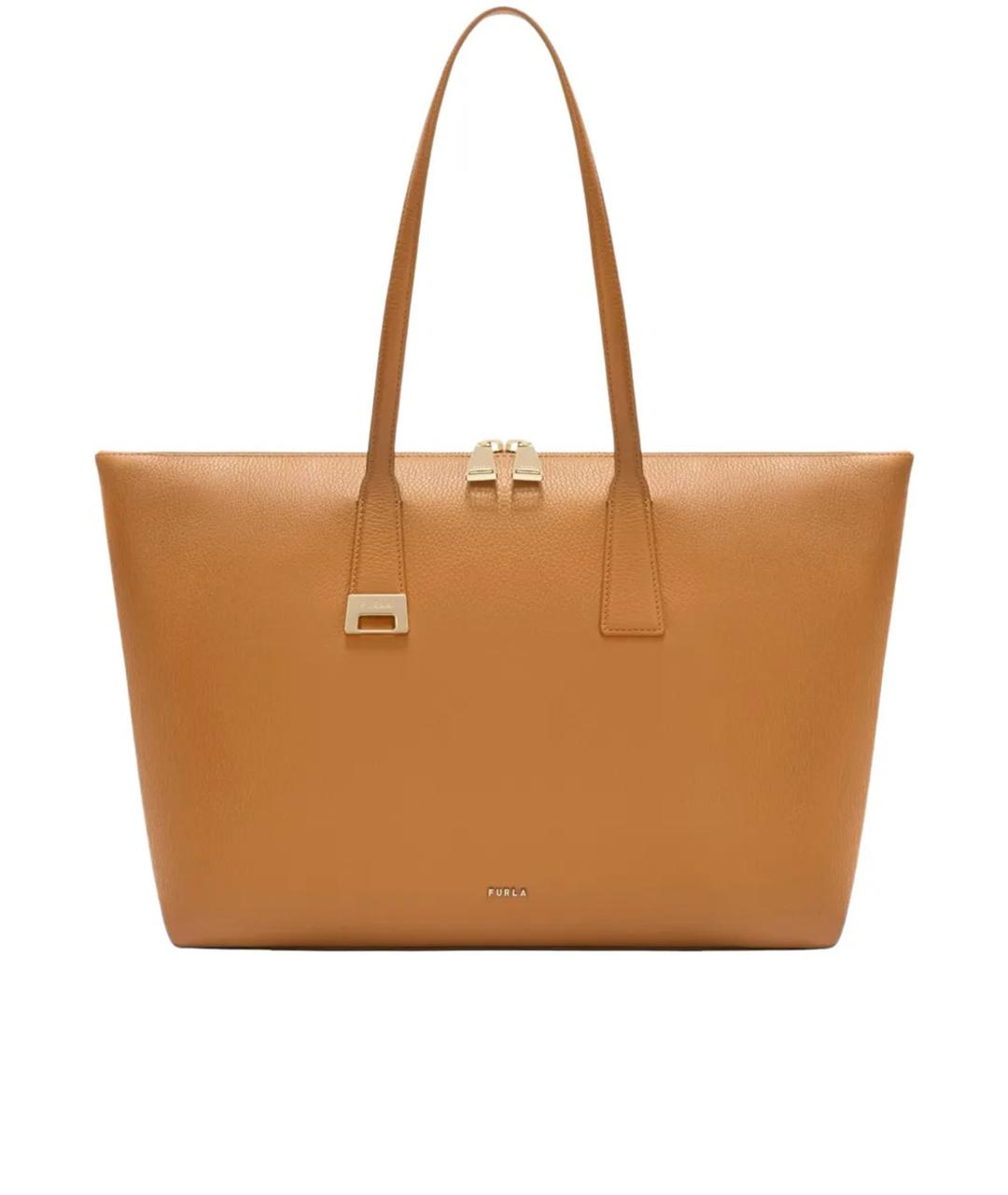 FURLA Коричневая кожаная сумка тоут, фото 1