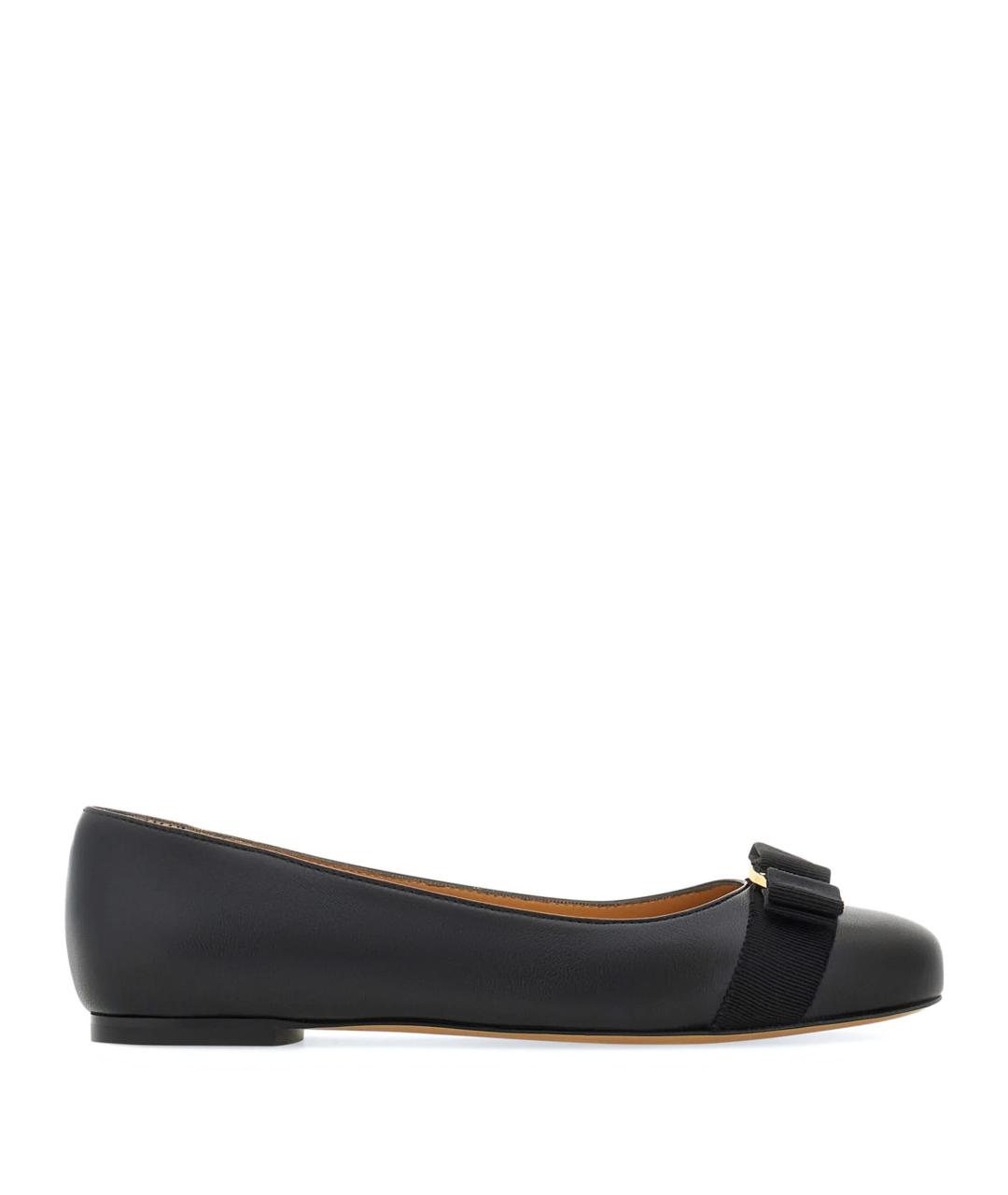 FERRAGAMO Черные кожаные балетки, фото 1
