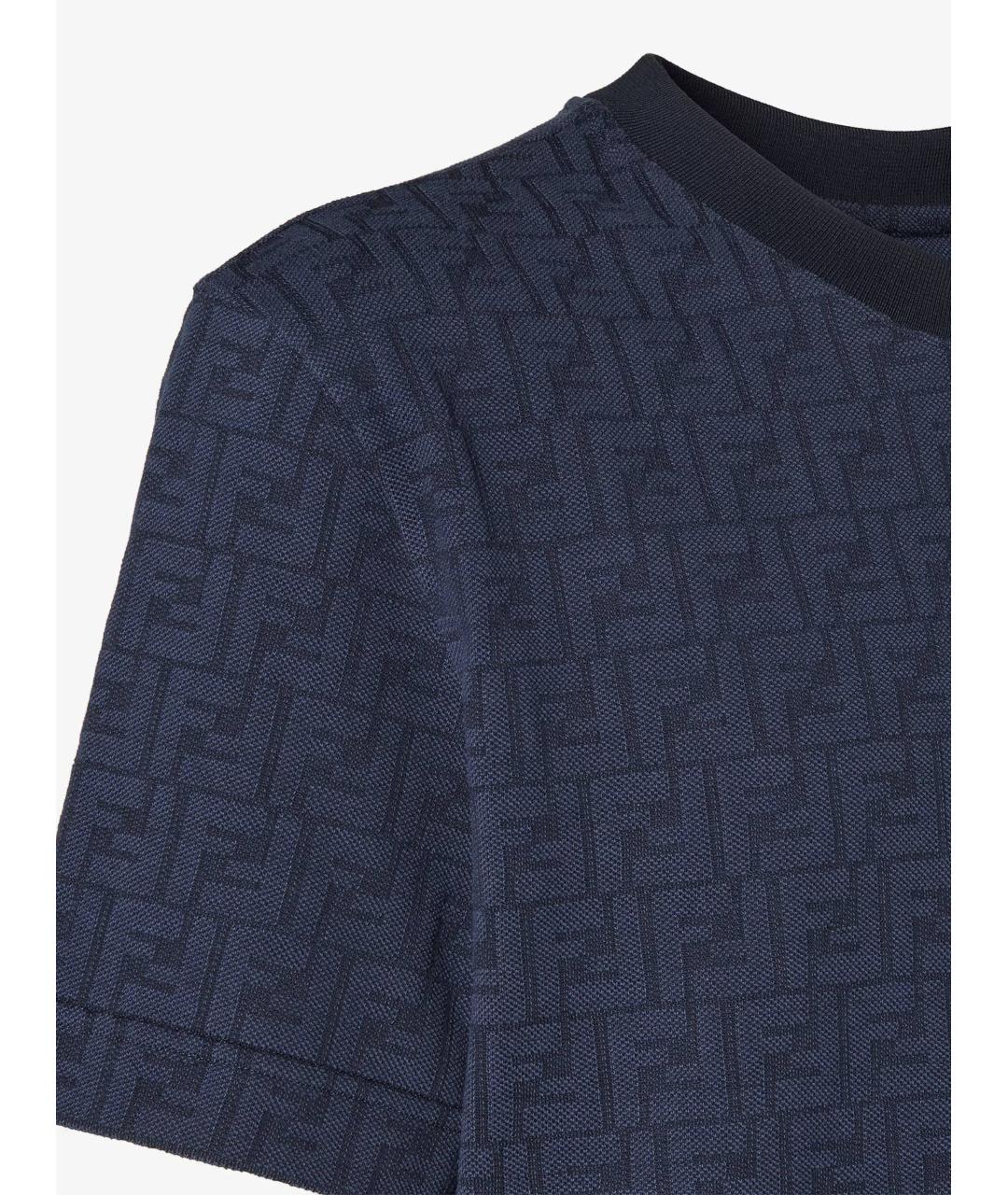 FENDI Синяя хлопковая футболка, фото 3