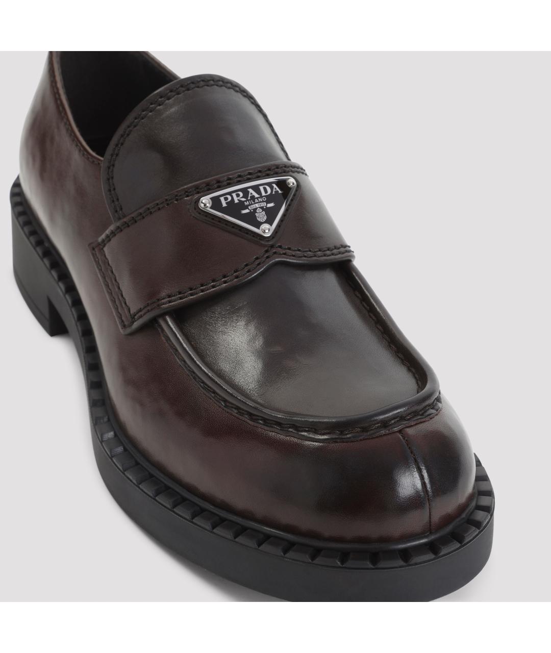 PRADA Коричневые кожаные лоферы, фото 5