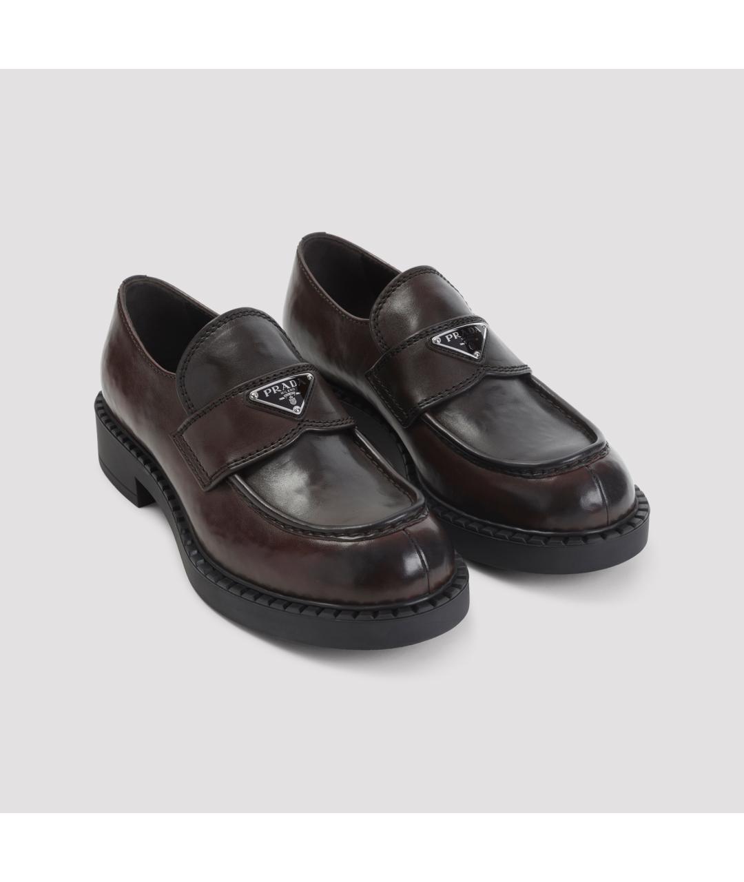 PRADA Коричневые кожаные лоферы, фото 4