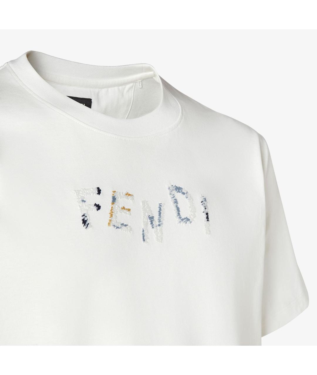 FENDI Белая хлопковая футболка, фото 3