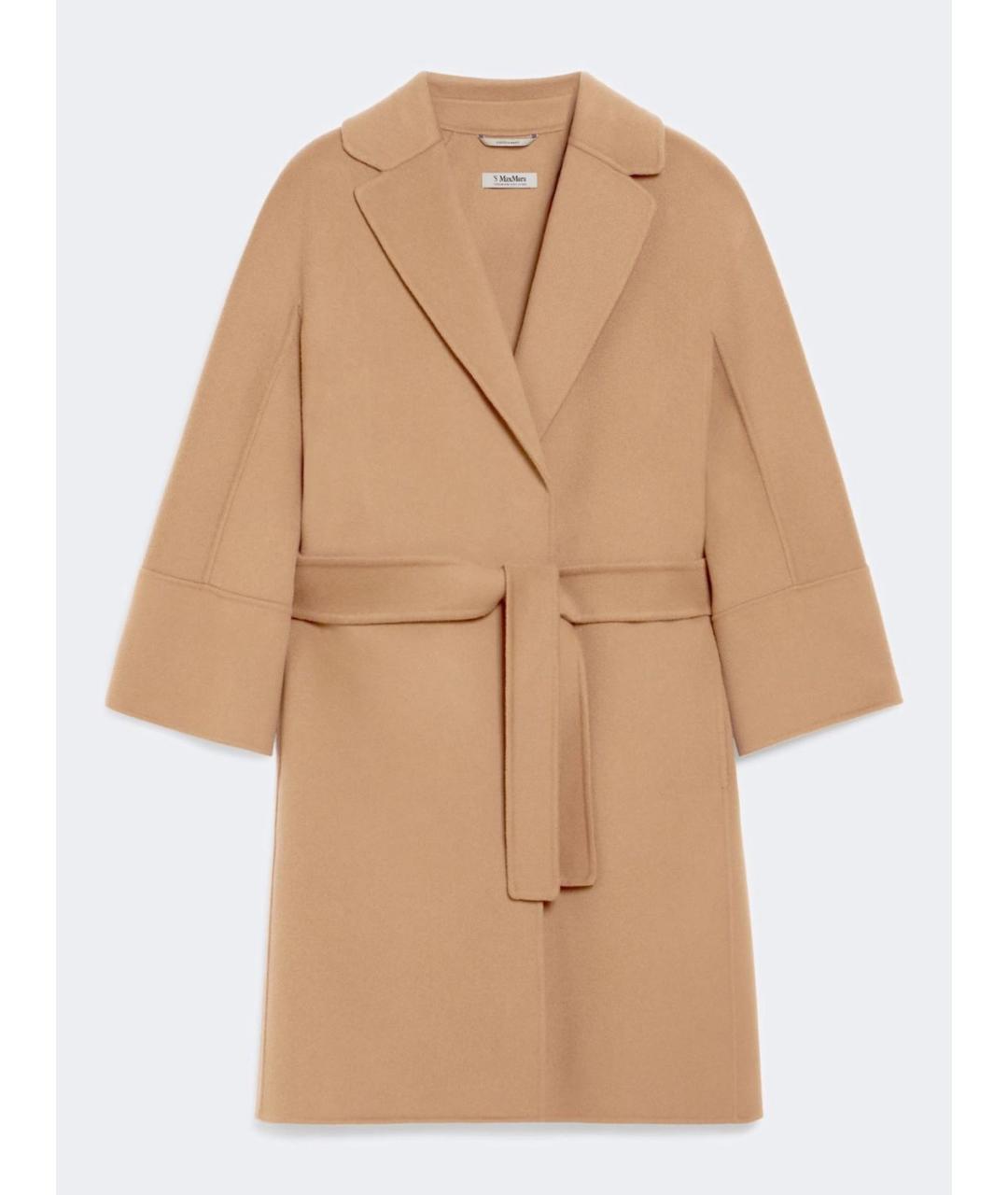 'S MAX MARA Бежевое шерстяное пальто, фото 6