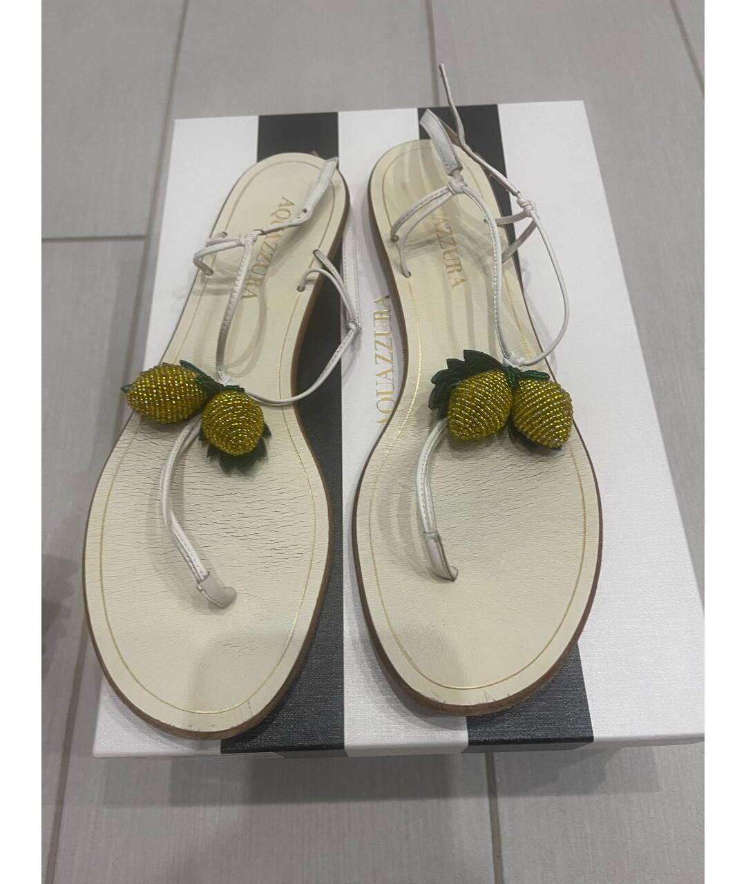 AQUAZZURA Белые кожаные сандалии, фото 4