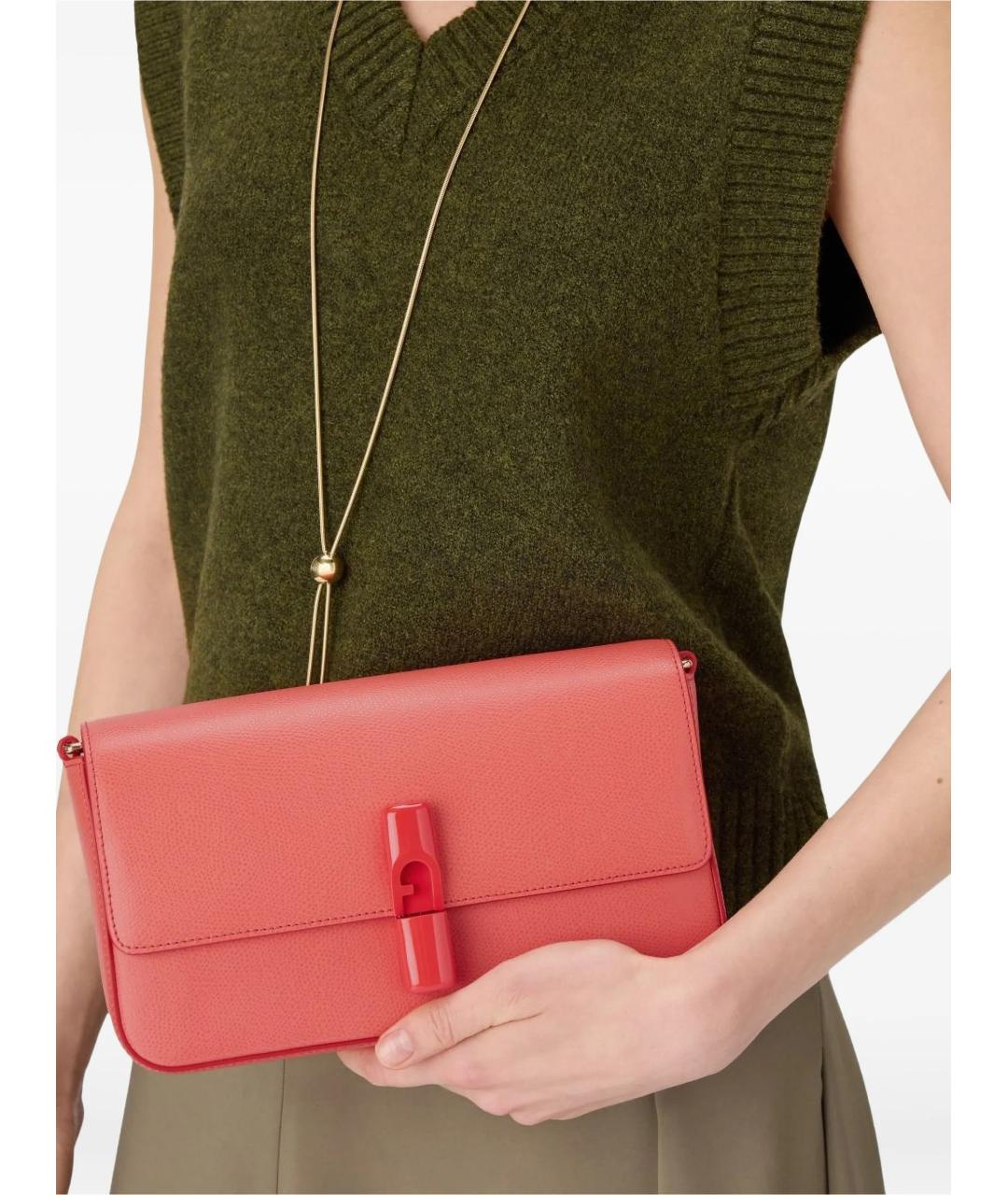 FURLA Розовая кожаная сумка через плечо, фото 3