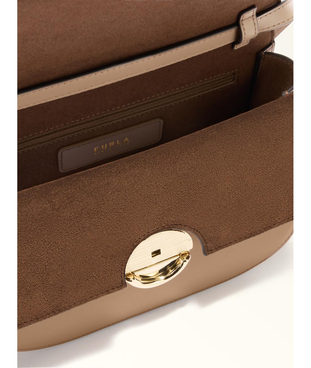 FURLA Бежевая кожаная сумка через плечо, фото 3