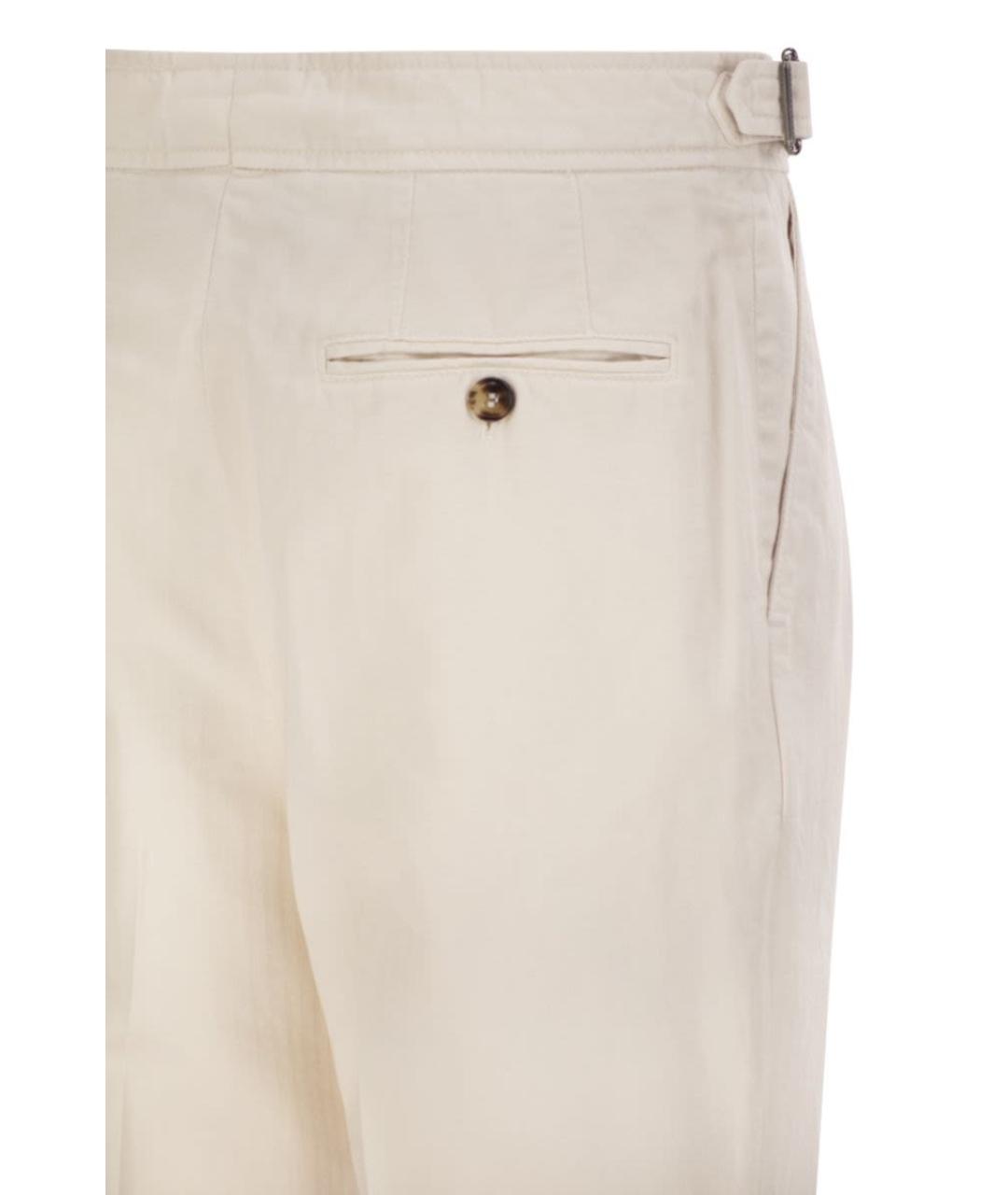 BRUNELLO CUCINELLI Белые хлопковые повседневные брюки, фото 4