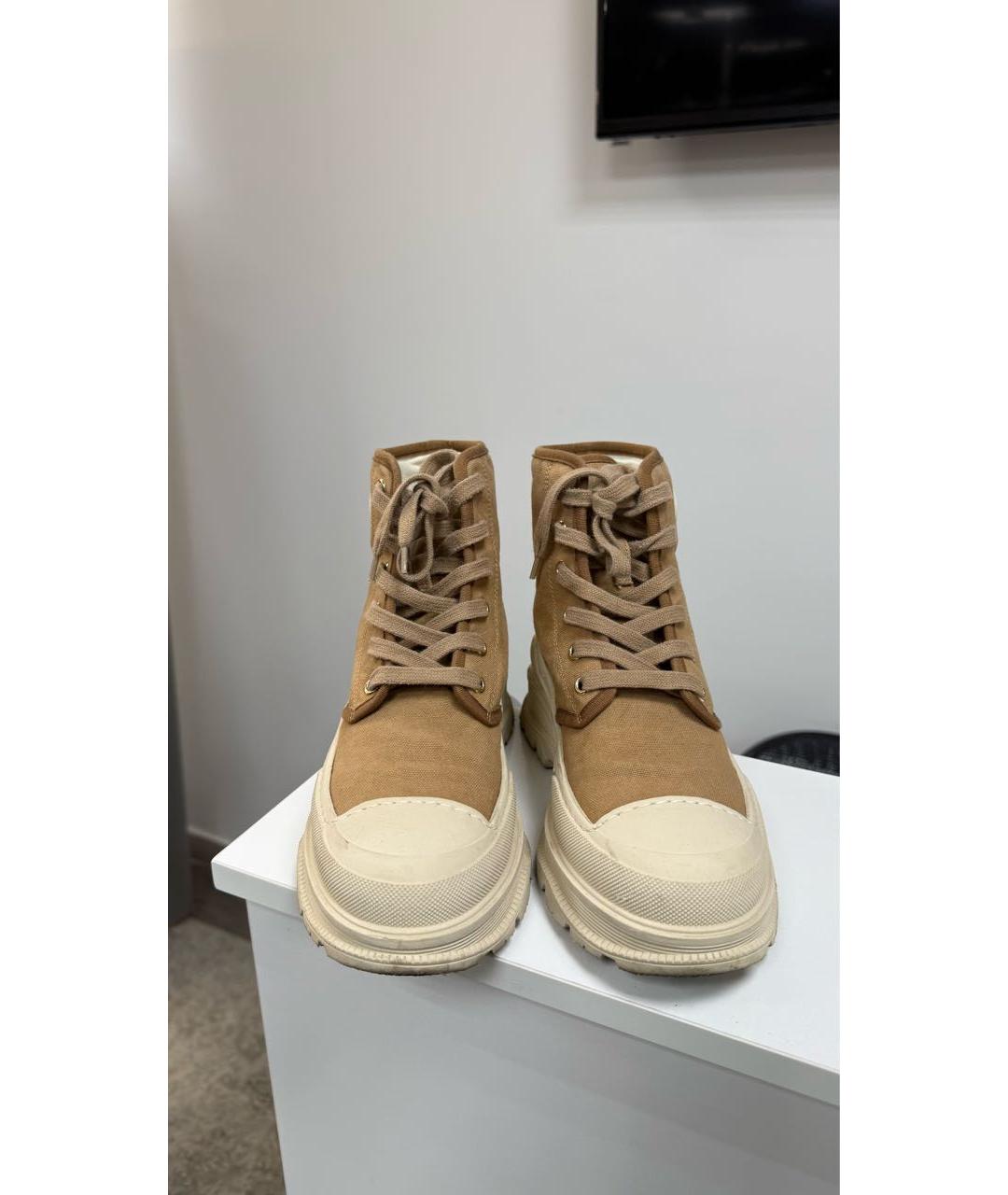 ELISABETTA FRANCHI Коричневые текстильные ботинки, фото 2
