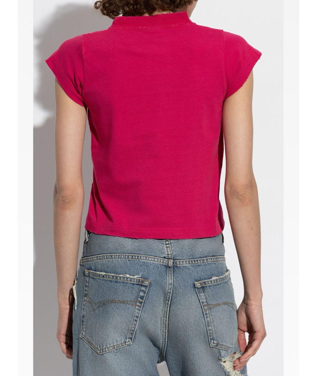 BALENCIAGA Розовая хлопко-эластановая футболка, фото 8