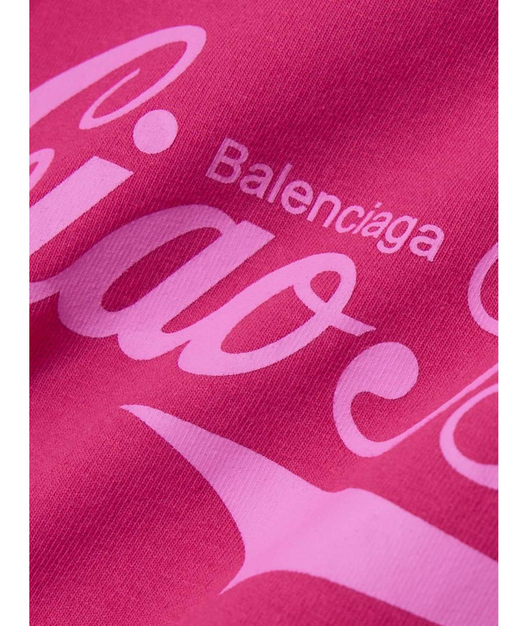 BALENCIAGA Розовая хлопко-эластановая футболка, фото 4