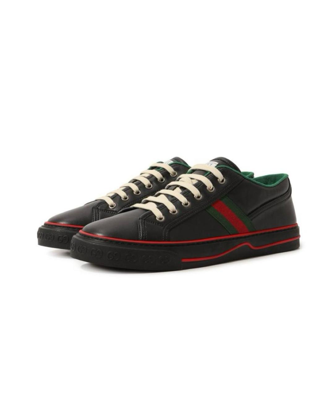 GUCCI Черные кожаные низкие кроссовки / кеды, фото 3