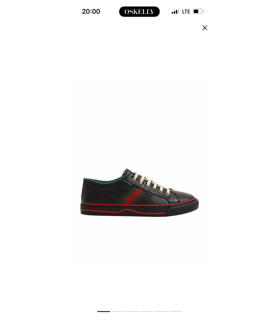 GUCCI Черные кожаные низкие кроссовки / кеды, фото 6