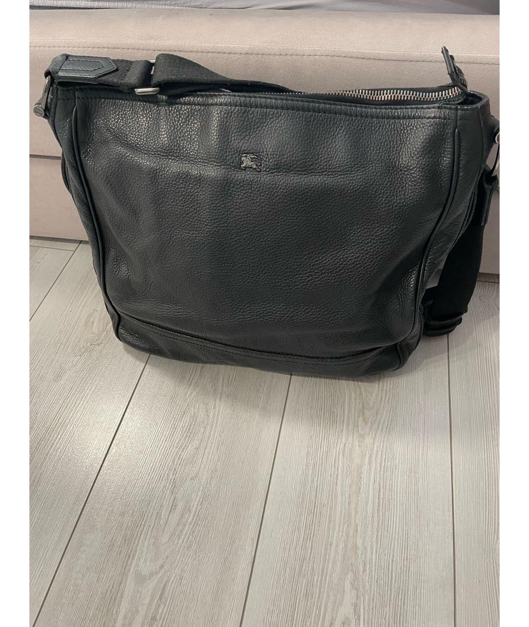 BURBERRY Черная кожаная сумка на плечо, фото 2