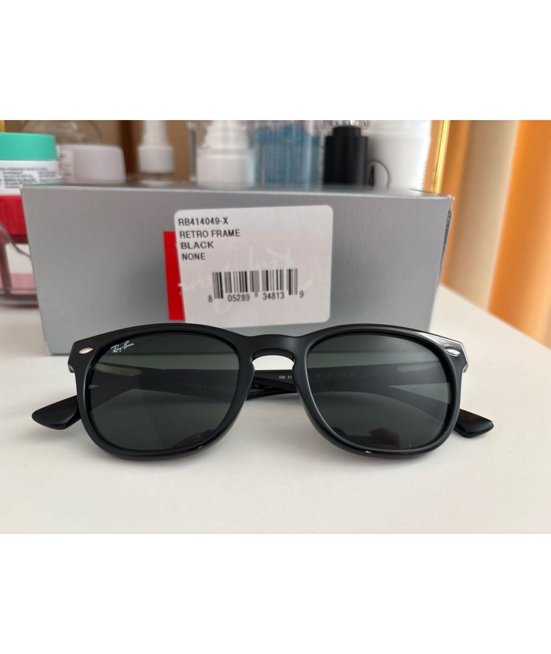 RAY BAN Черные пластиковые солнцезащитные очки, фото 4
