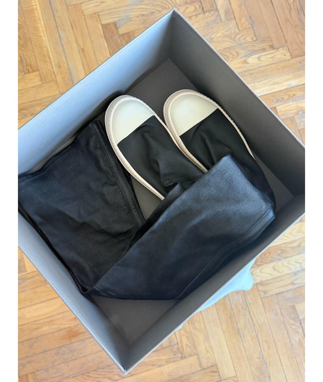 RICK OWENS Черные кожаные кеды, фото 8