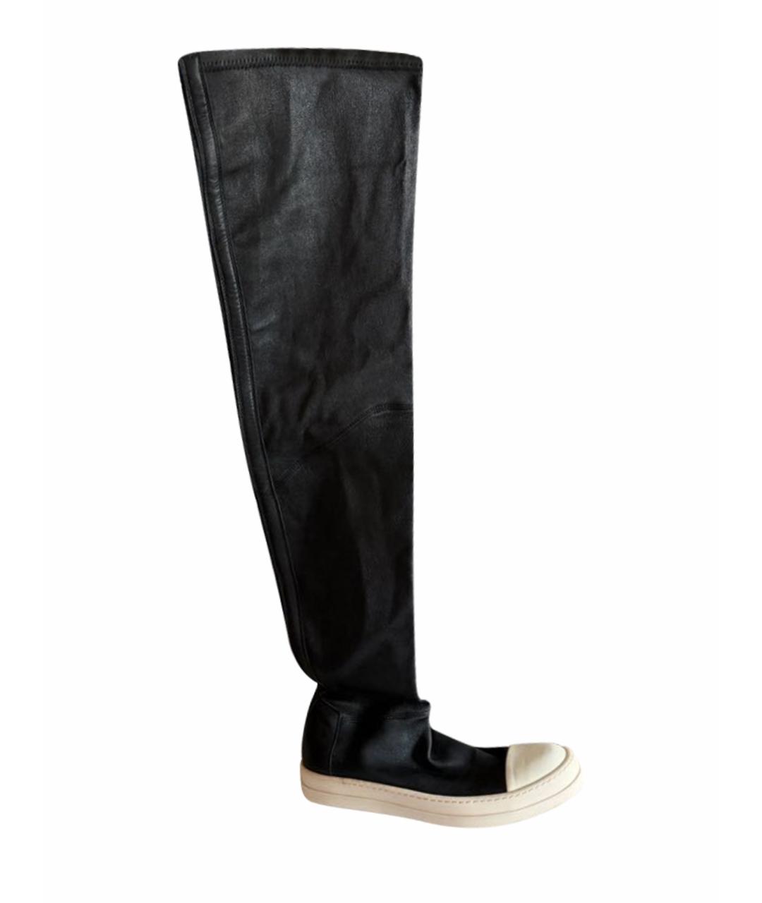 RICK OWENS Черные кожаные кеды, фото 1
