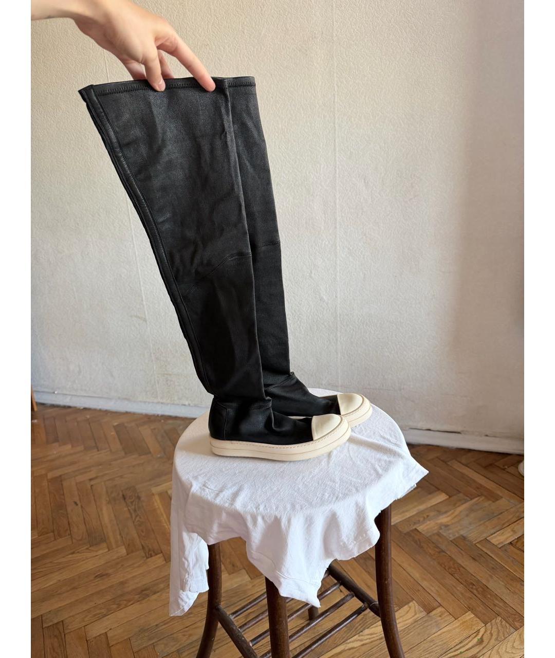 RICK OWENS Черные кожаные кеды, фото 9