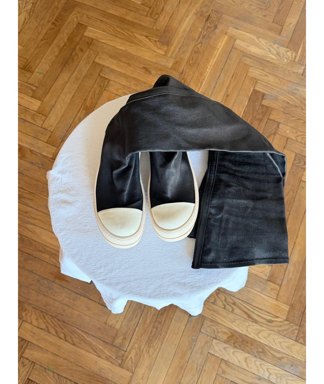 RICK OWENS Черные кожаные кеды, фото 2