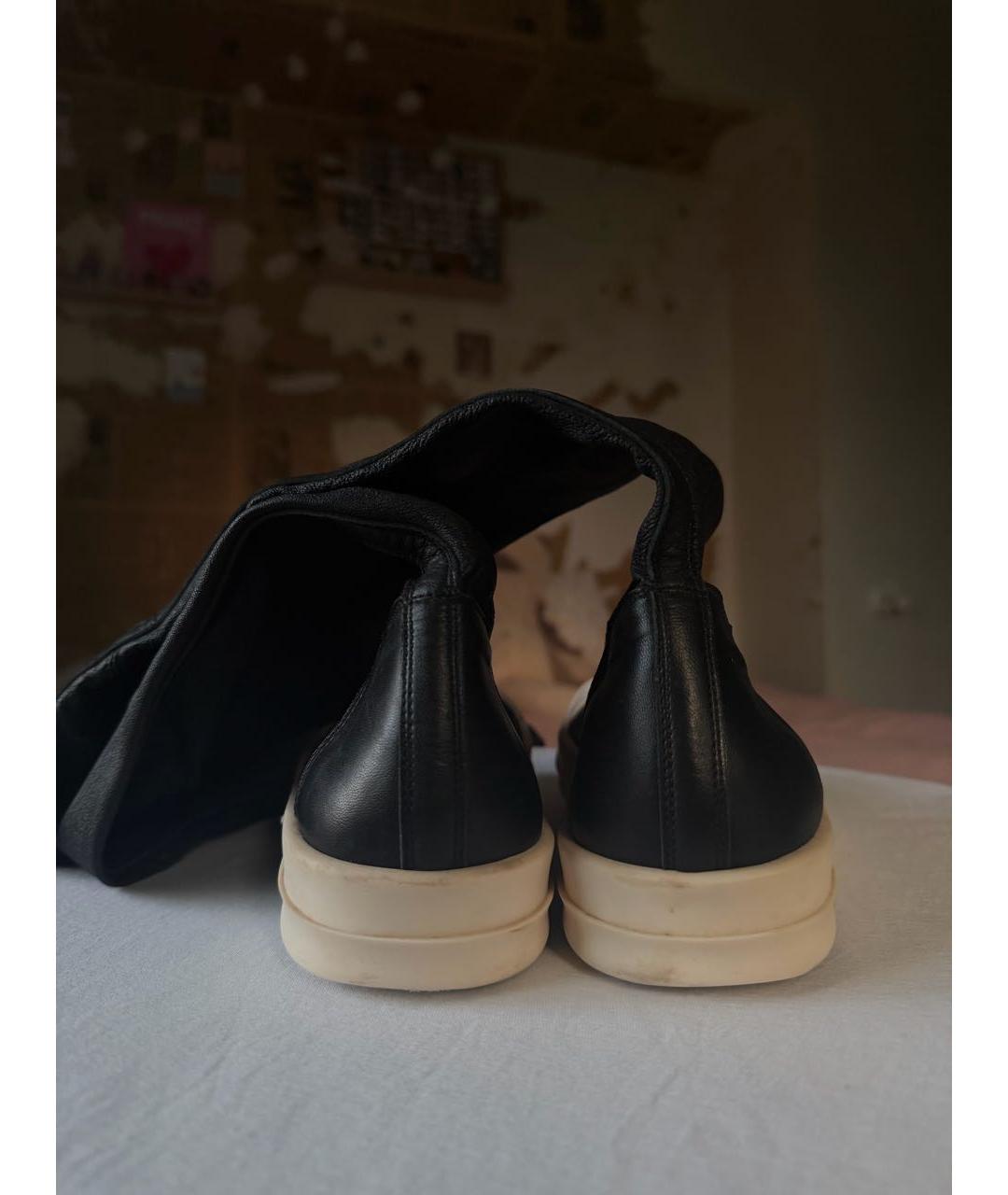 RICK OWENS Черные кожаные кеды, фото 4