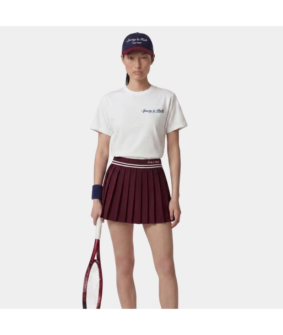 SPORTY AND RICH Бордовая полиэстеровая юбка мини, фото 6