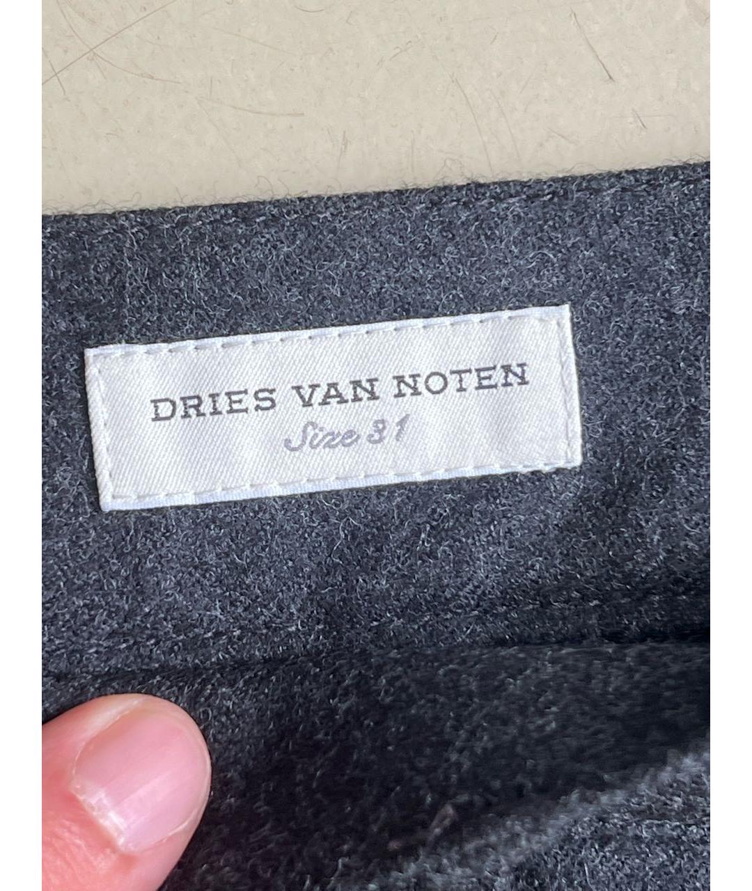 DRIES VAN NOTEN Антрацитовые шерстяные повседневные брюки, фото 4