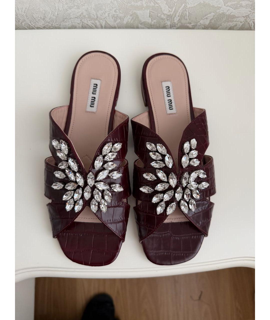MIU MIU Бордовые мюли, фото 2