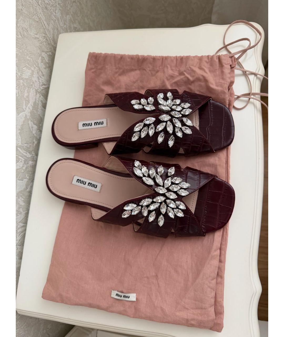 MIU MIU Бордовые мюли, фото 3