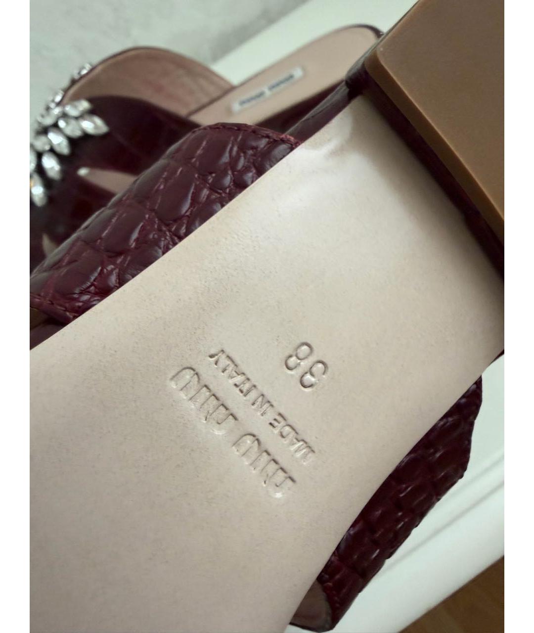 MIU MIU Бордовые мюли, фото 4