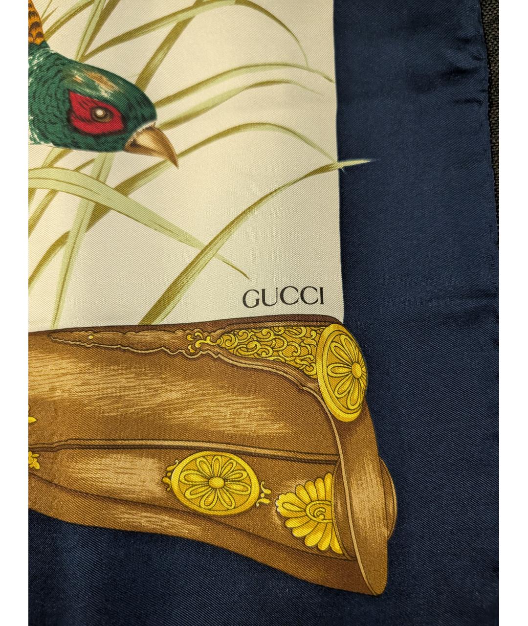 GUCCI Синий шелковый платок, фото 2