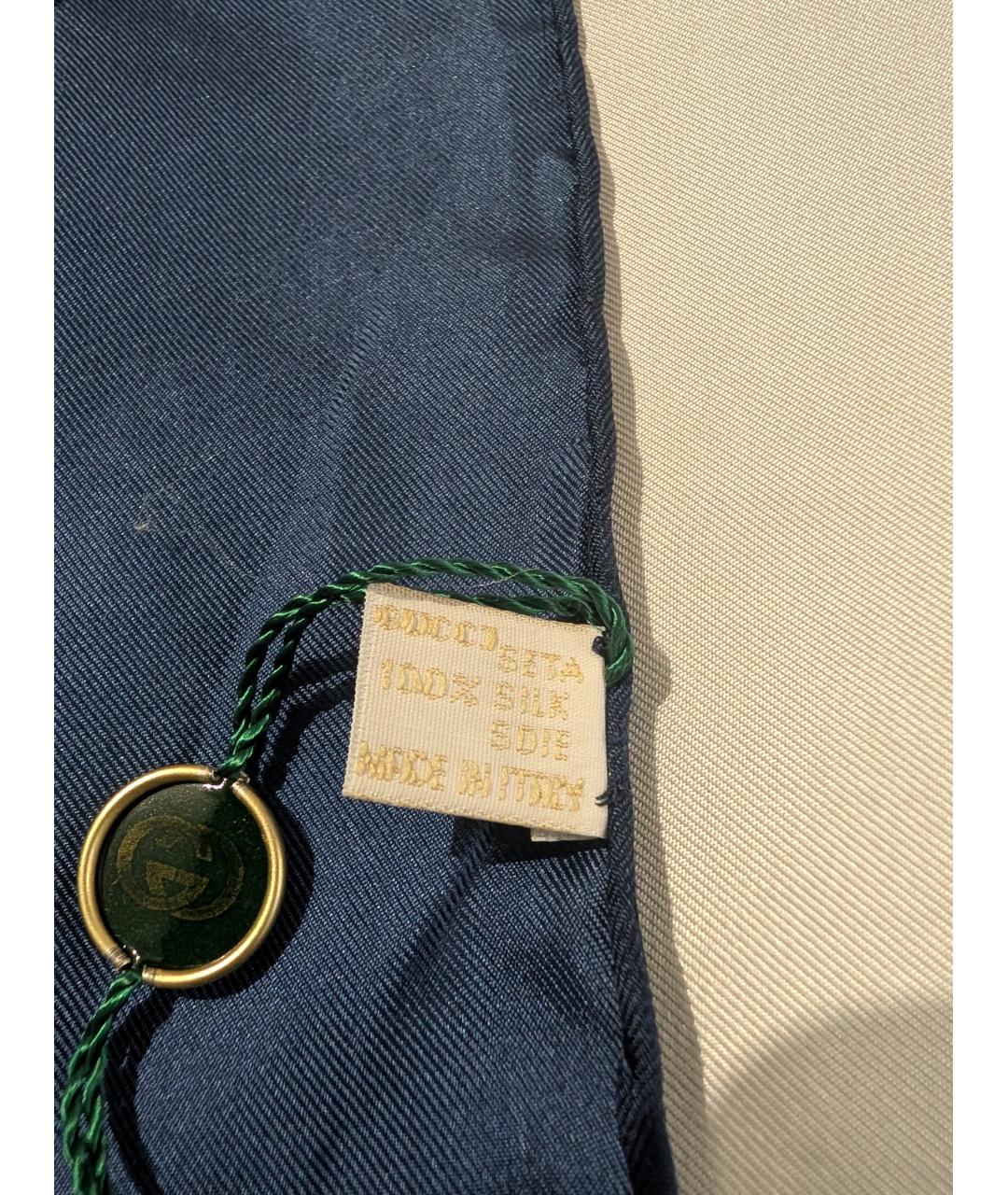 GUCCI Синий шелковый платок, фото 4